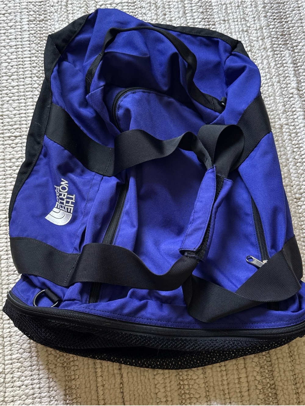 The North Face Backpack Duffle Bag Blue And Black Retro Bag Y2k VTG Vintage